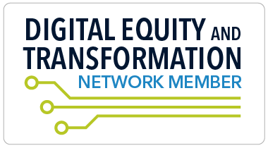 Logo with text Digital Equity and Transformation Network Member.