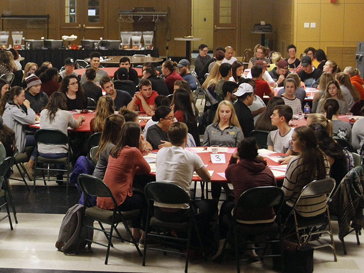 Students participate in a Sustained Dialogue event to explore racism in American culture.